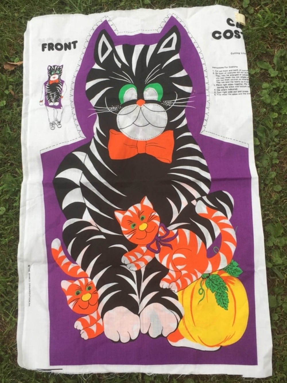 Vintage kids cut n sew fabric Halloween costume black cat